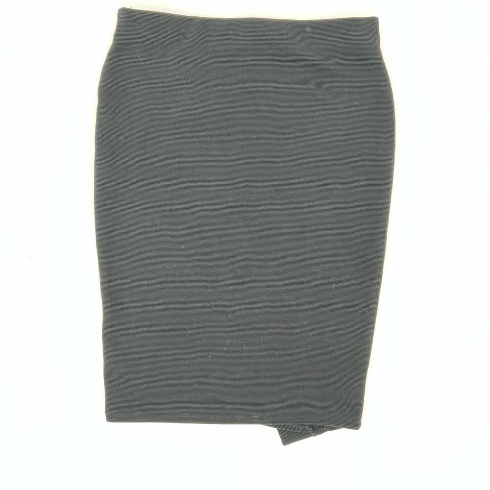 Women’s ZARA Black Asymmetrical Pencil Skirt Medium Above Knee | Stretchy - Picture 2 of 8
